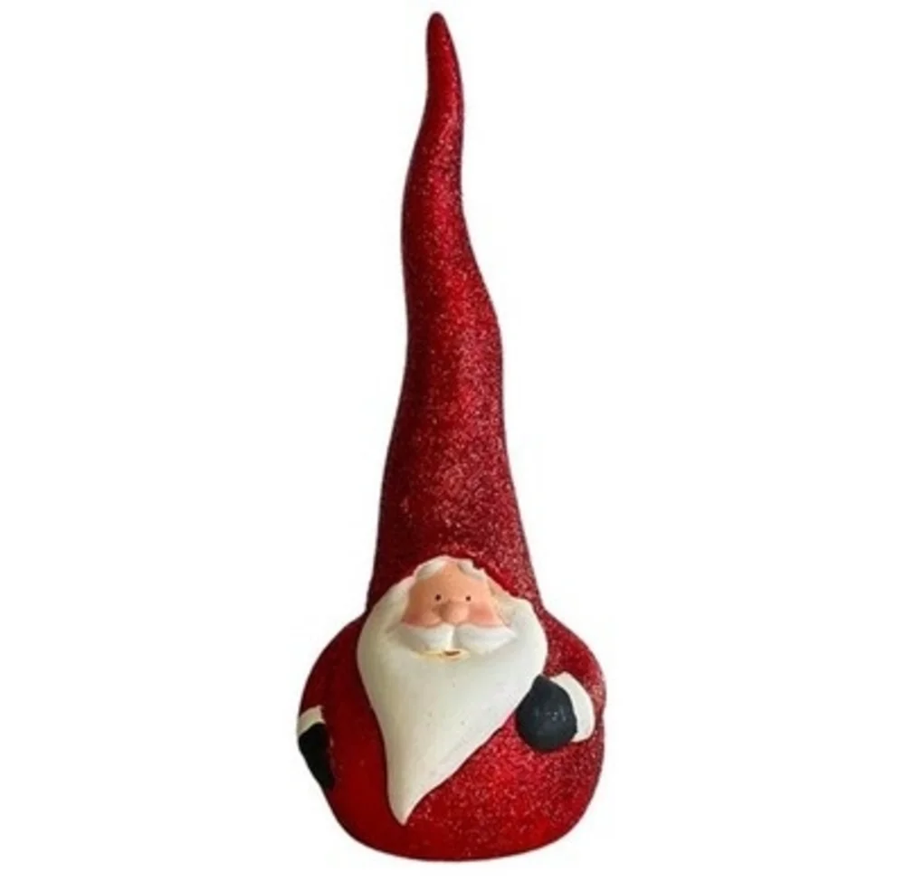 Santa Gnome Ceramic Statue Christmas Decor Figurine Holiday Collectible 12.5”
